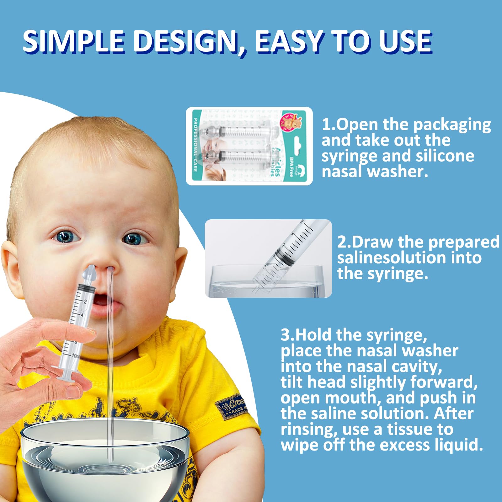Siringa per Lavaggi Nasali Bambini ,2 pezzi Irrigatore Nasale 10ml, Siringhe Lavaggi Nasali con Punta in Silicone Morbido, Irrigazione Nasale Riutilizzabile Portatile Aspiratore Nasale