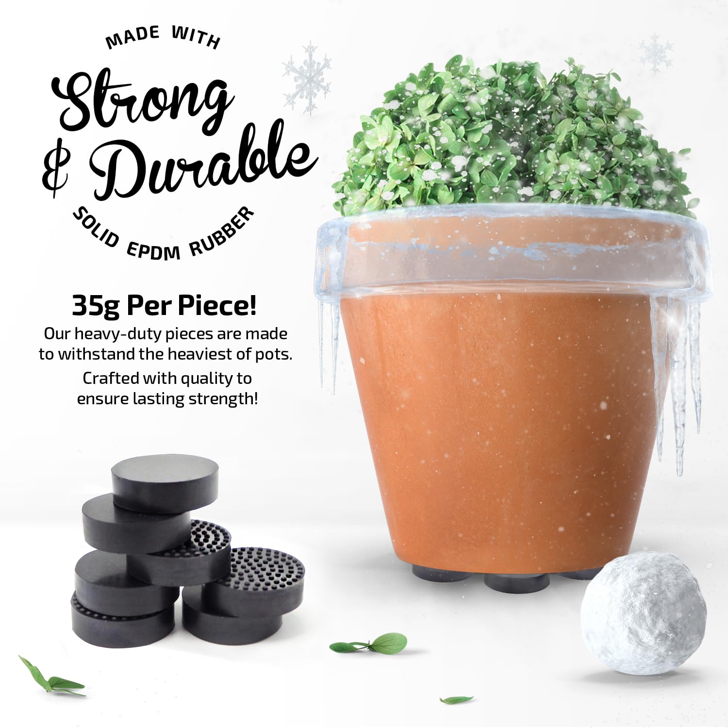 The Garden Gecko Invisible Pot feet for Outdoor Plant pots and Flowers Solid Rubber Pot risers with Enhanced Non-Slip Surface Grip | 20 Pack.