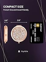 Vista 4 de OMIRO Espejo compacto con aumento 1X10X (300R), mini espejo de maquillaje de bolsillo de metal con diamantes (oro rosa)
