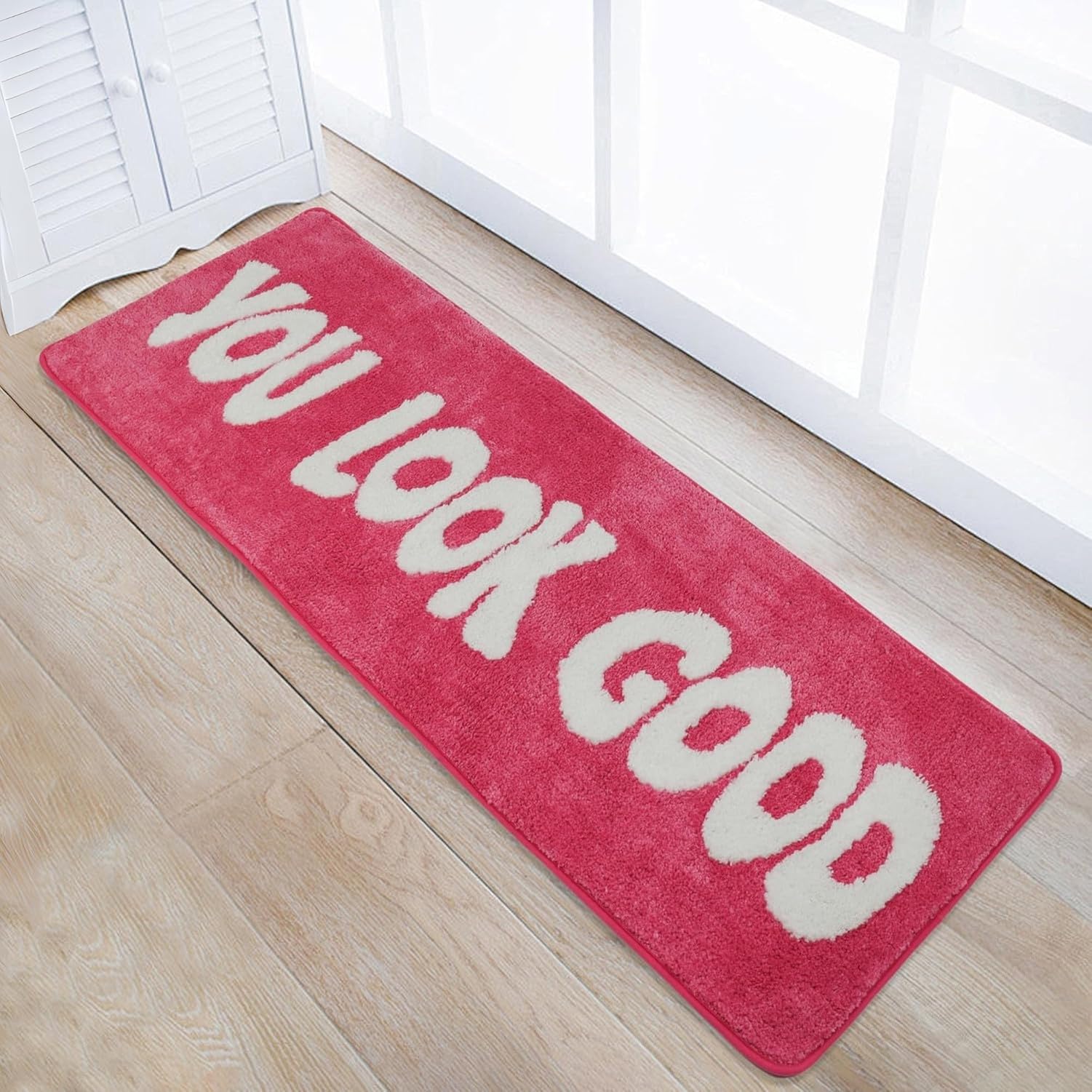 Alfombra de baño Larga antideslizante 20x60 pulgadas, para bañera, ducha y dormitorio, divertida decoración de baño, Rosa, 51x81 cm (oblungo)