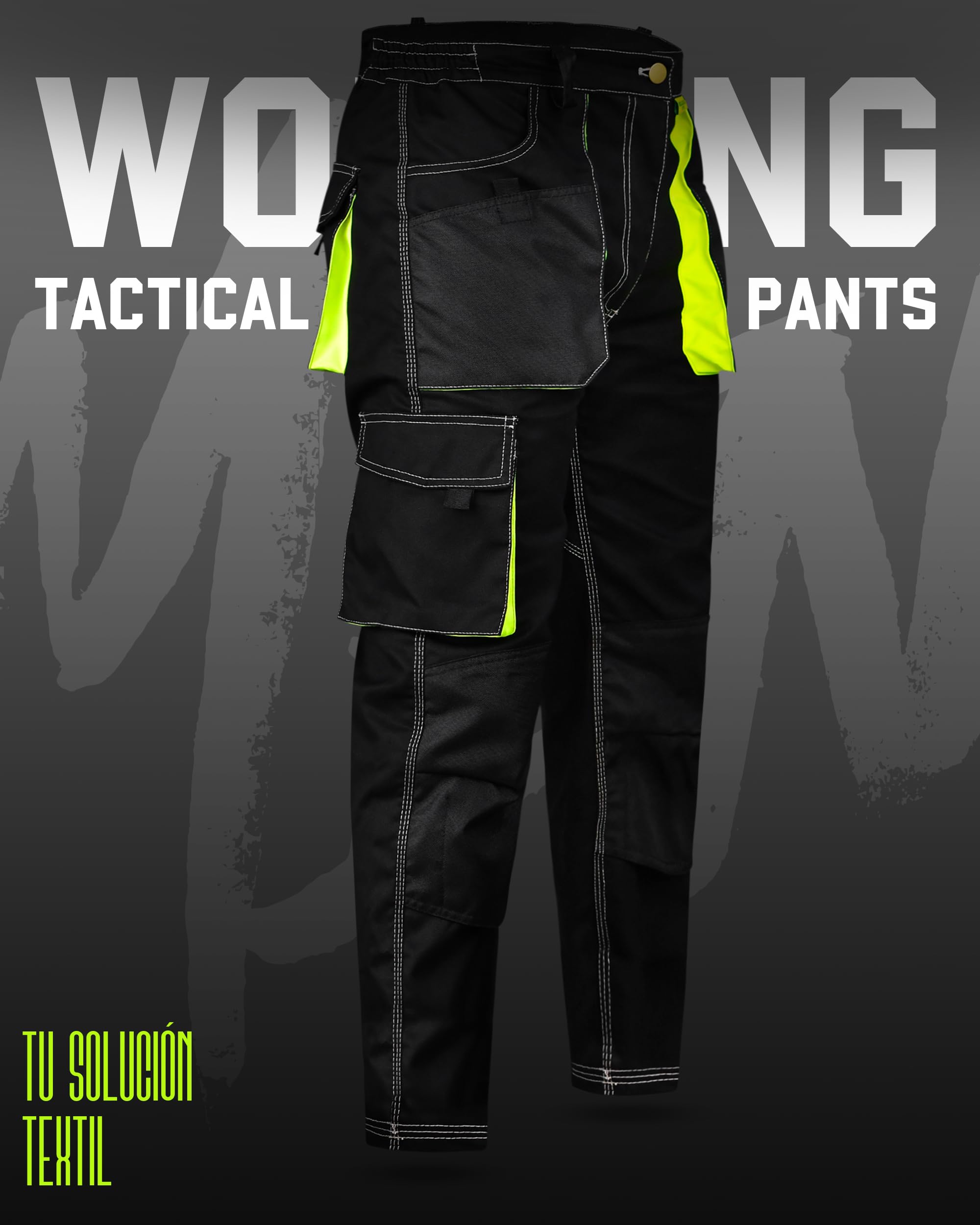 Pantalón de Trabajo para Hombre - Pantalon Cargo para trabajar - Multibolsillos - Bolsillos de las Rodilleras ,pantalo multibolsill obra,pantalon contrucion,pantalon resistente