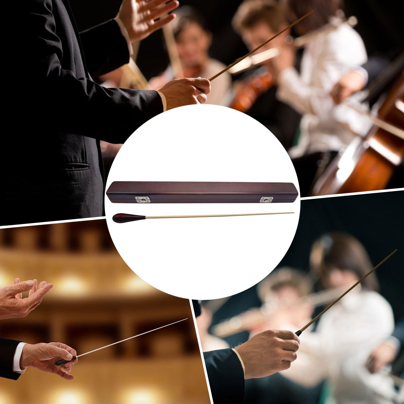 TISHITA Musikdirigentenstab Dirigentenstab Orchester Taktstock mit Komfortablem Ahornholzgriff Und Klassischer Holzschatulle für Musiker Lehrer Konzert Bandpr, Roter Griff