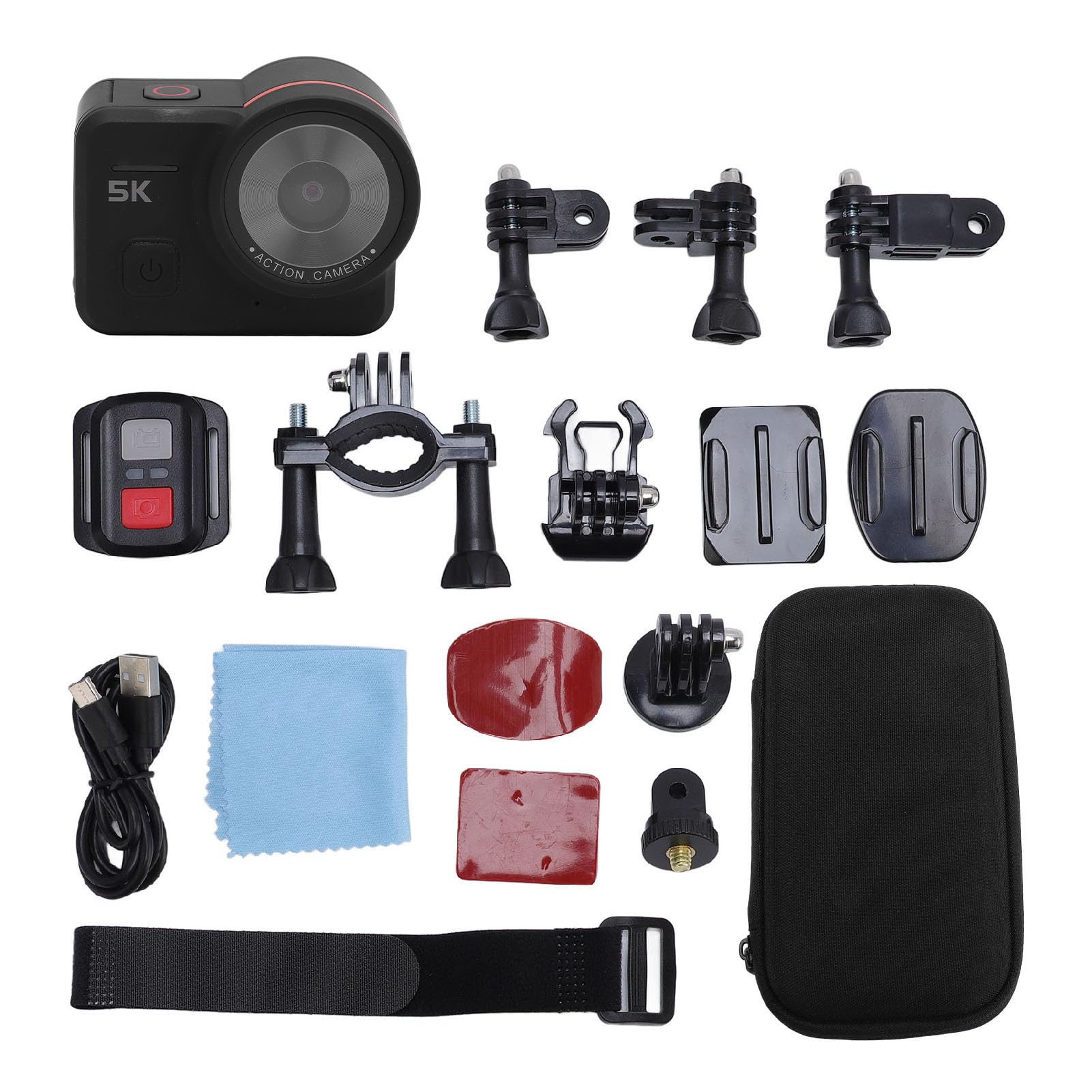 Jectse 5K 30FSP 20MP Actionkamera, 145 ° Weitwinkel 5 Meter Wasserfestkamera, 1050 MAh Stabilisator Unterwasserkamera mit Helm und Fahrrädern Mount, Zum Radfahren, Schwimmen und Tauchen