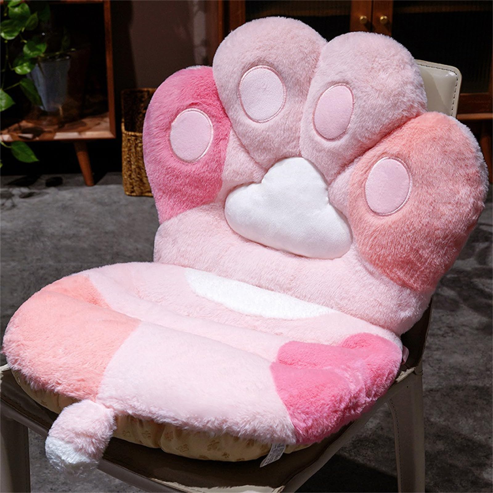Cojín de asiento de gatito peludo, cojín multifuncional para el suelo con relleno amigable, almohada trasera de dibujos animados