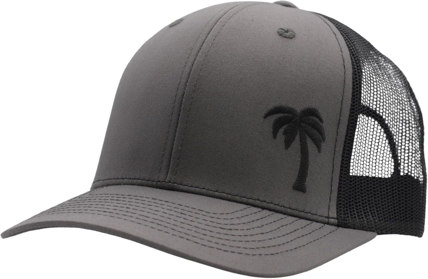 LINDO Trucker Hat [ Palm Tree Design ] for Men and Women: Mid Profile Cap with Breathable Mesh Back and Adjustable Snap