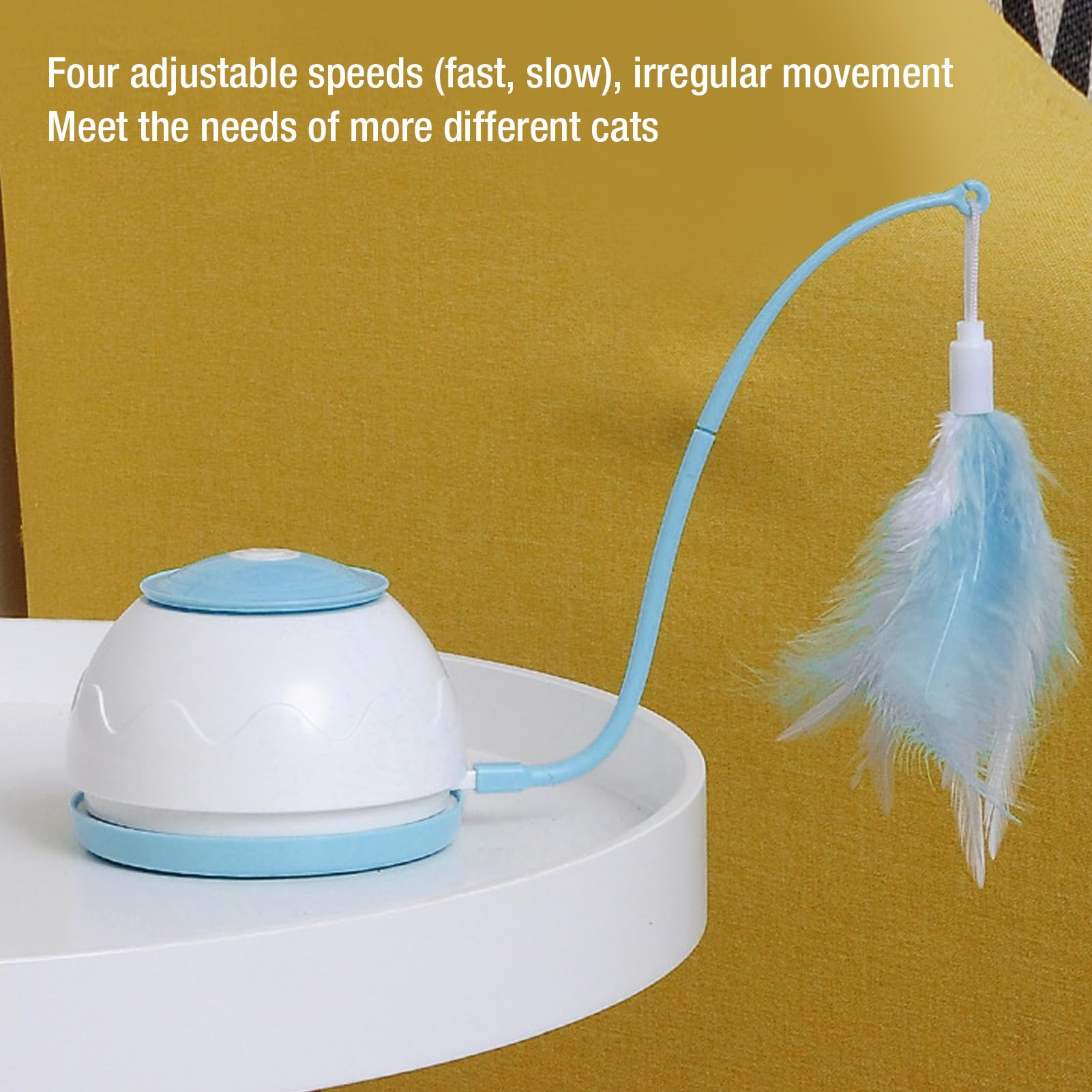 Haofy Giocattolo Interattivo per Gatti, Materiale ABS, Palla Rotolante Automatica con velocità Regolabile, Divertente attività Indoor per Gatti e Gattini (BLUE)