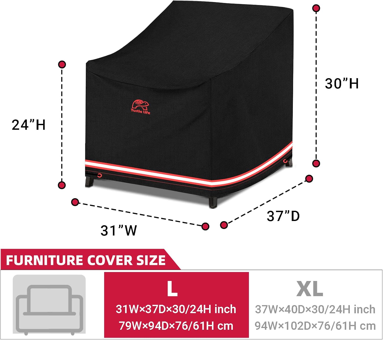 Turtle Life Patio Furniture Set Covers, 72 Inch Rectangular Dining Table Cover, 84 Inch Multi-Person Sofa Cover with Outdoor Patio Storage Bag, 31 Inch Stackable Patio Sofa Covers 2 Pack, Black : Patio, Lawn & Garden