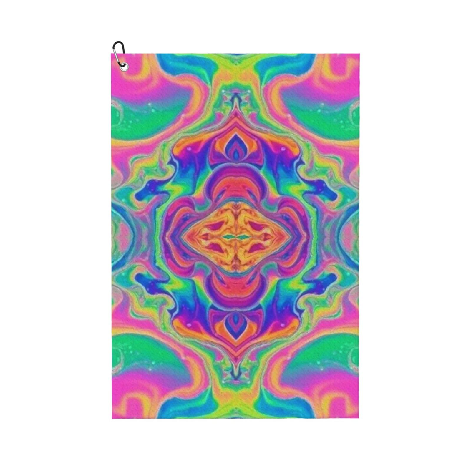 Hnnkloy Neon Rainbow Colorful Tie Dye, 16x24 in Portable Waffle Golf Towels with Carabiner Clip for Golf Bag