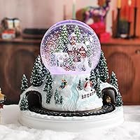 Vista 9 de MUMTOP Globo de nieve de Navidad, casas de pueblo de Navidad con tren giratorio, escena de nieve iluminada que cambia de color con música