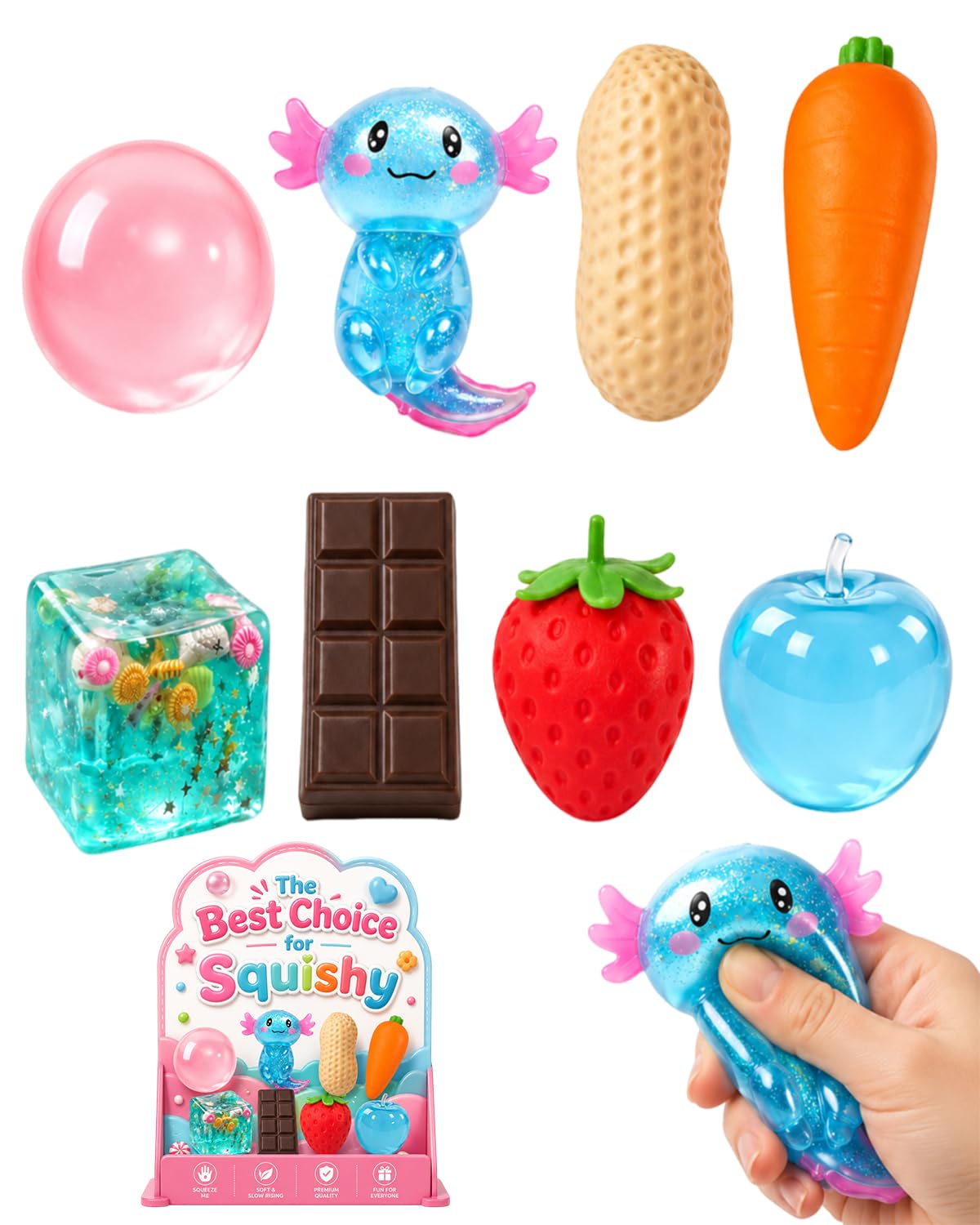 View 1 of [ONLY THREE IN PACK] RZGBJYV 8 Pack Squishy Toys Set