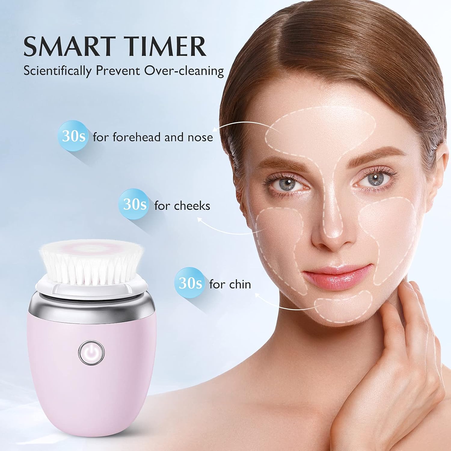 Facial Cleansing Brush Face Scrubber: Electric Sonic Vibration Rechargeable Exfoliating Deep Cleaning Facebrush Skin Exfoliator Waterproof Wireless Charging Cleanser System Device : Beauty & Personal Care
