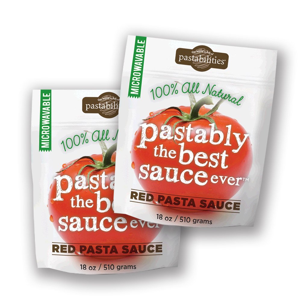 pastabilitiesPastably the Best Sauce Ever - Classic Red Tomato Pasta & Spaghetti Sauce - Carefully Sourced Tomatoes and Ingredients, Microwavable Pouch of Red Sauce (2 Pack, 18 Oz)