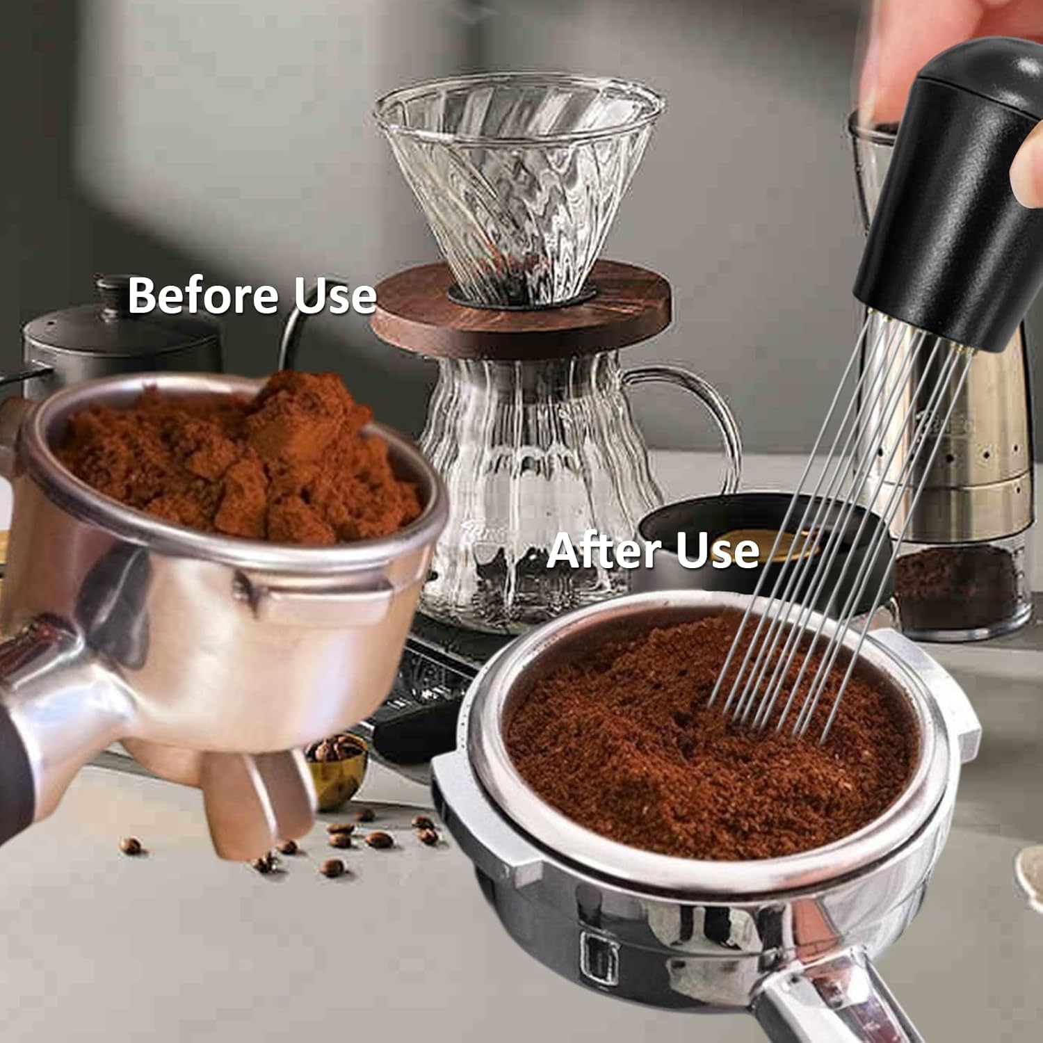 WDT Espresso Distribution Tool WDT tool 0 4mm 12 Needle Espresso Stirrer Tools 304 Stainless Steel Needles with — view 6