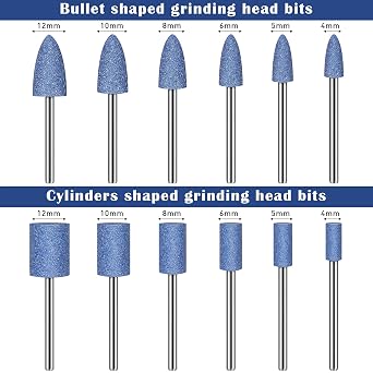 36 Pieces Shank Abrasive Mounted Stone Grinding Wheel Head Mounted Points Abrasive Stone Heads Set Grinding Wheel Bits with Plastic Box for Rotary Tool 1/8 Inch Shank 3 Colors 2 Shapes 6 Sizes