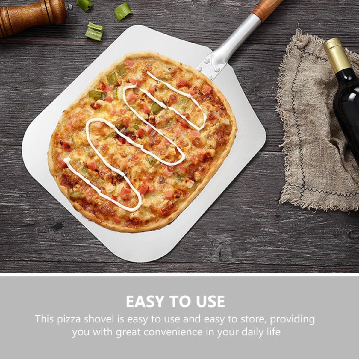 Artibetter Spatule à Pizza en Aluminium avec Manche en Bois Ustensile Cuisine Pratique et Facile à Ranger pour Pizzerias et Restaurants Occidentaux