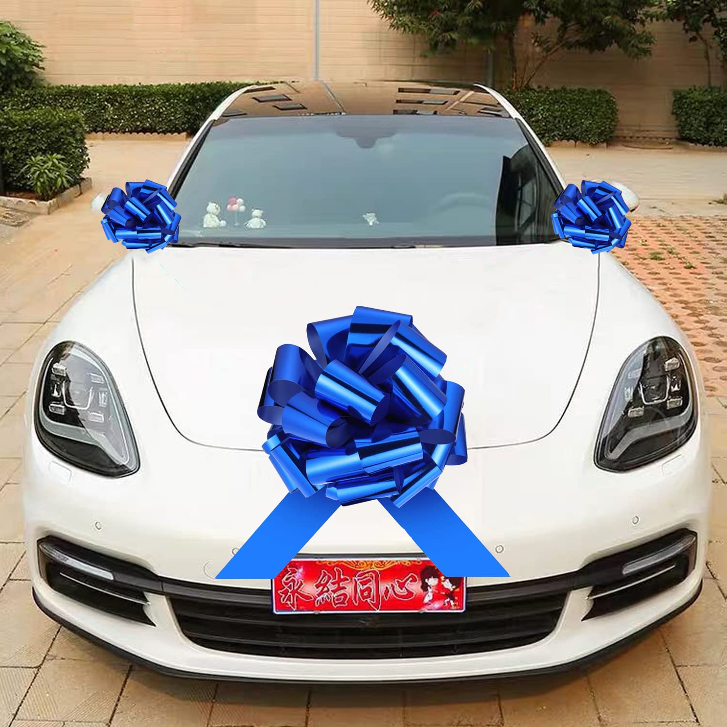 Fiocchi Regalo Giganti 18cm - Set Di 6 Fiocchi Blu Con Nastro, Perfetti Per Matrimoni, Compleanni, Auto E Natale