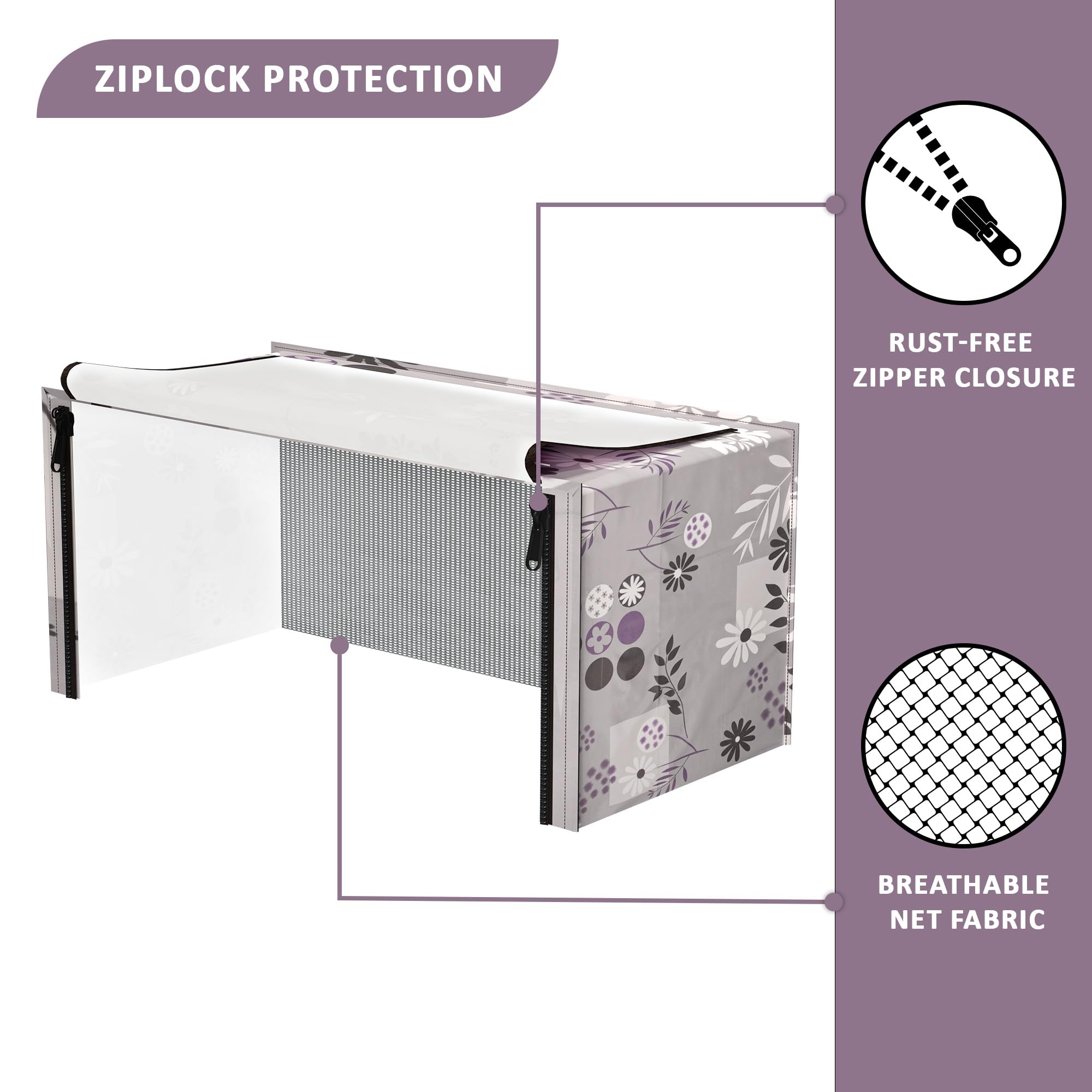 Kuber Industries 20L PVC Dustproof & Spill Resistant Microwave Cover with Ventillation Mesh | Durable Convection & Oven OTG Covers/Accessories for Home Decor | Floral-Grey — Amazon image 4
