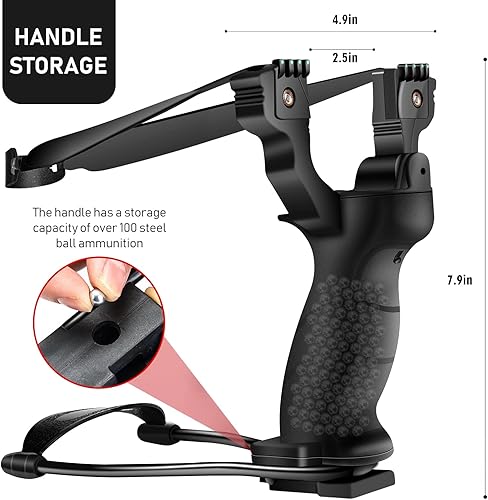 Miniatura 3 de Juego de tirachinas láser - Tirachinas de muñeca para adultos con 200 municiones y bandas extra, adecuado para caza, práctica de tiro y fanáticos de