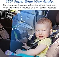 Vista 6 de FEISIKE Car Baby Camera, 4.3'' HD Infrared Night Vision Function Baby Car Camera Display, Backseat Camera for Kid with 150° Wide View & 360°
