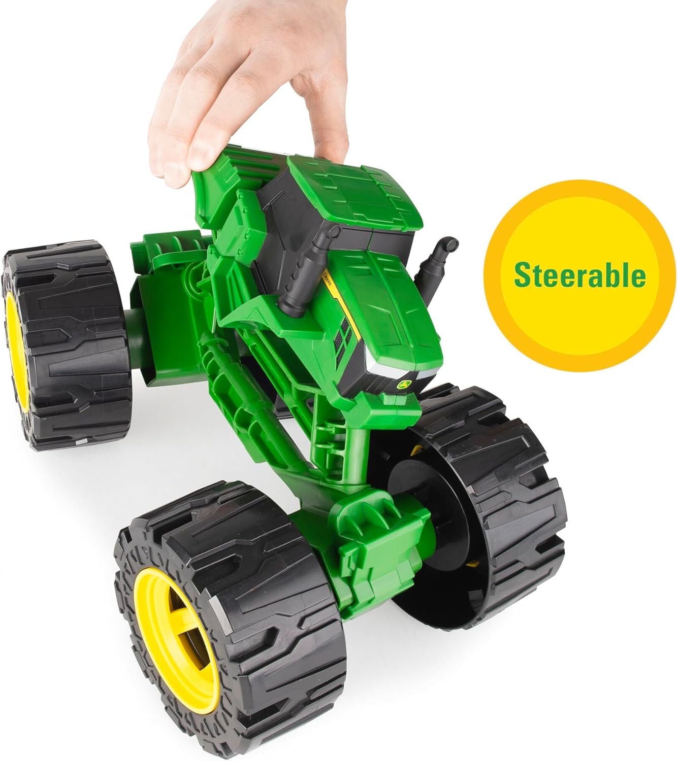 TOMY Monster Treads - All-Terrain John Deere Tractor - Tilting Monster Truck Toy with Heavy Duty Tires - John Deere Tractor Toys - Ages 3 Years and Up