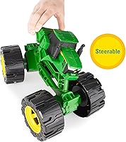 Vista 5 de TOMY Monster Treads - Tractor John Deere todo terreno, juguete de camión monstruo inclinable con neumáticos resistentes, juguetes de tractor John