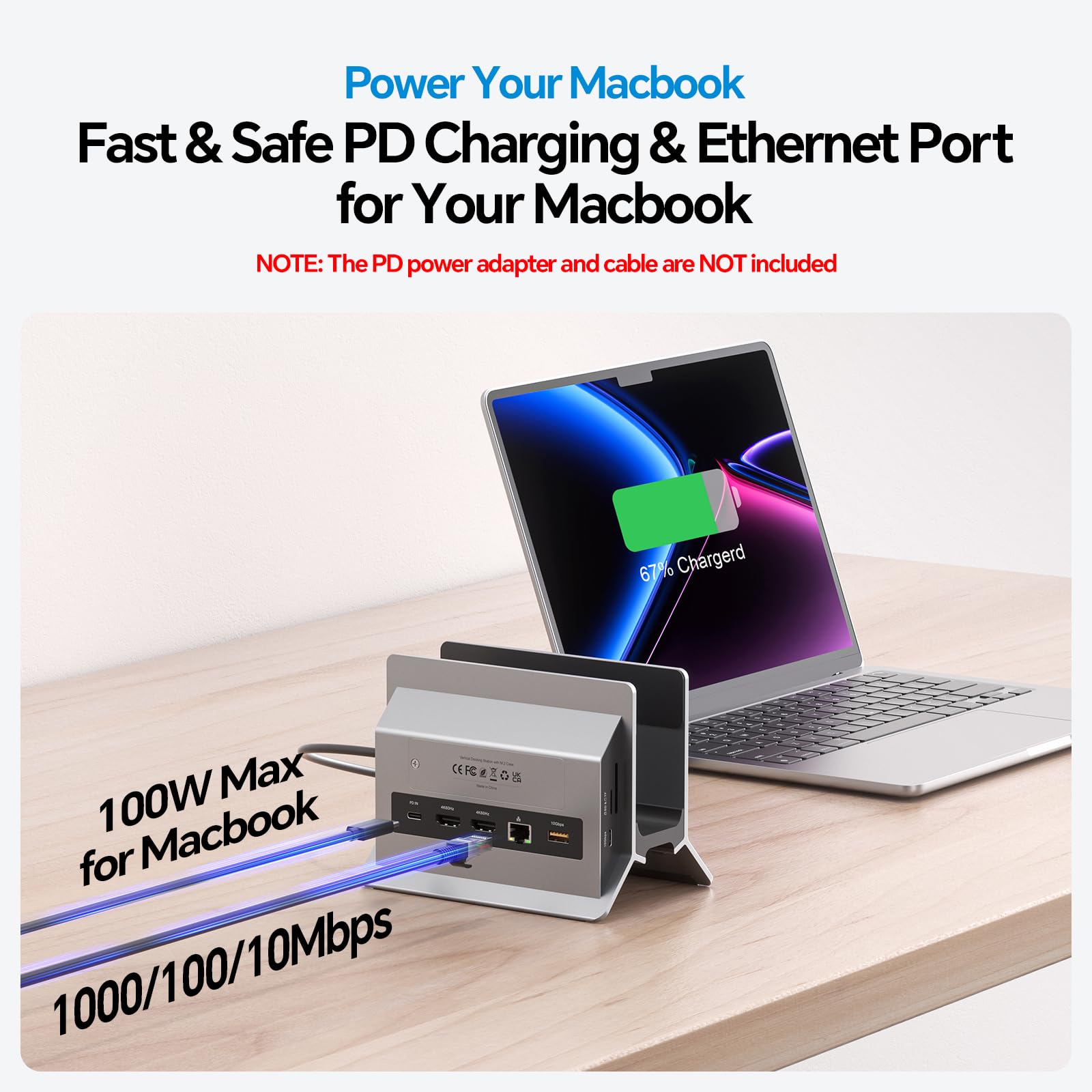 PULWTOP MacBook Docking Station Dual Monitor, Vertical Mac Laptop