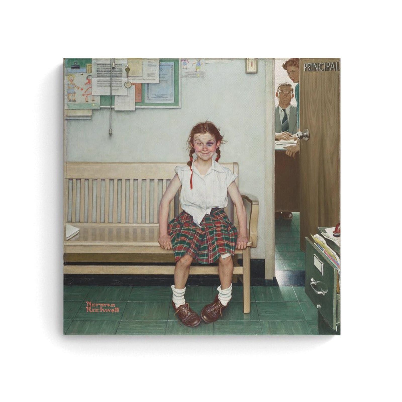 HAJIDEMA Norman Rockwell Art poster The Shiner Painting On Canvas Wall Art Scroll Picture Print Living Room Walls Decor Homes 12x12inch(30x30cm)