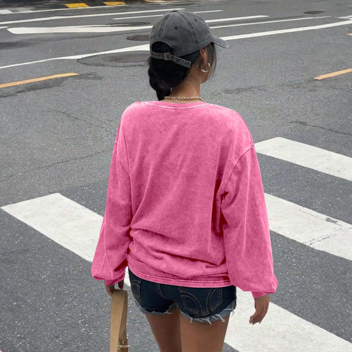 Christian Shirts for Women Faith Can Move Mountains Acid Wash Shirt Jesus Religious Bible Verse Long Sleeve Top - Image 6