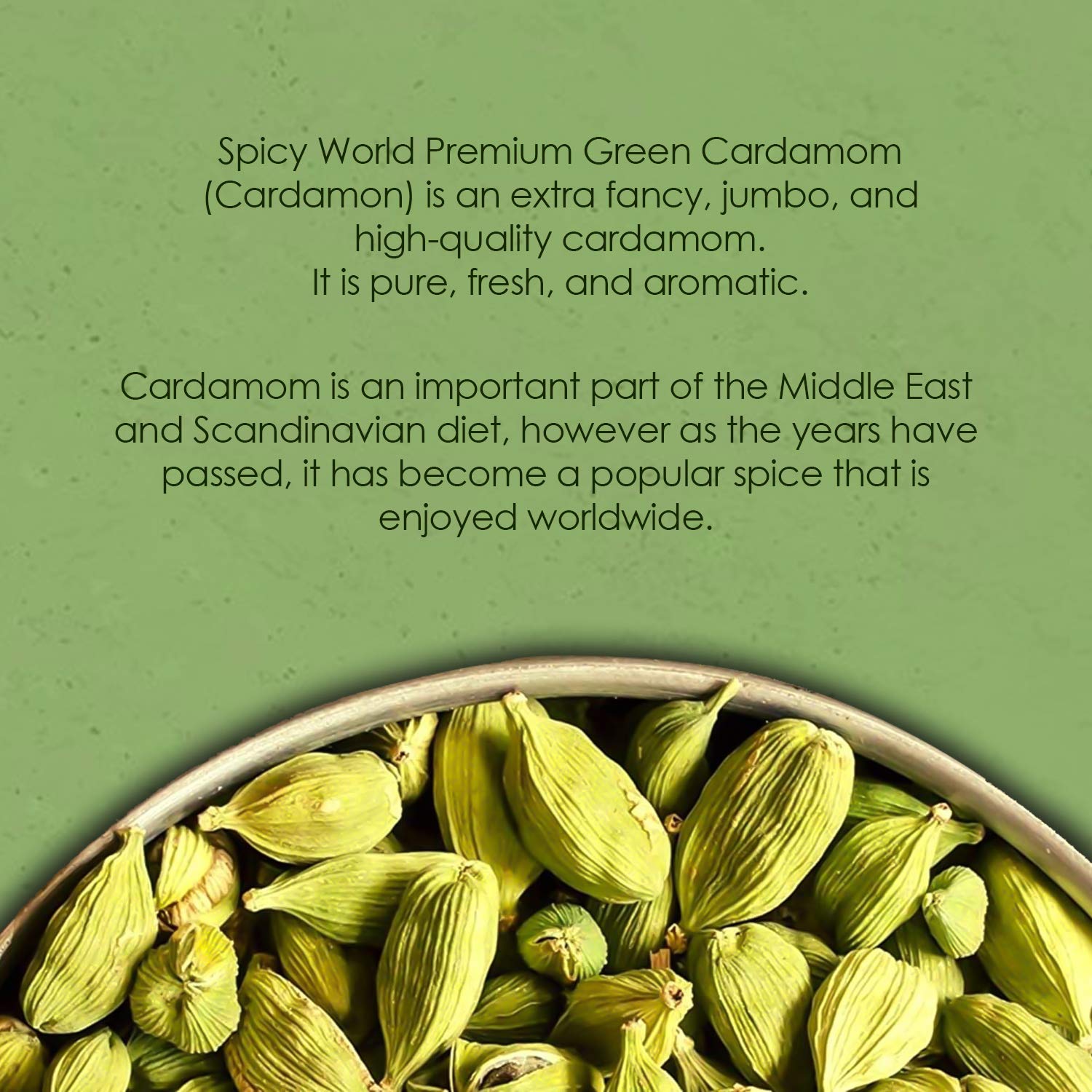 Spicy World Cardamom Pods 3.5oz (100g) Whole Green Cardamom Pods