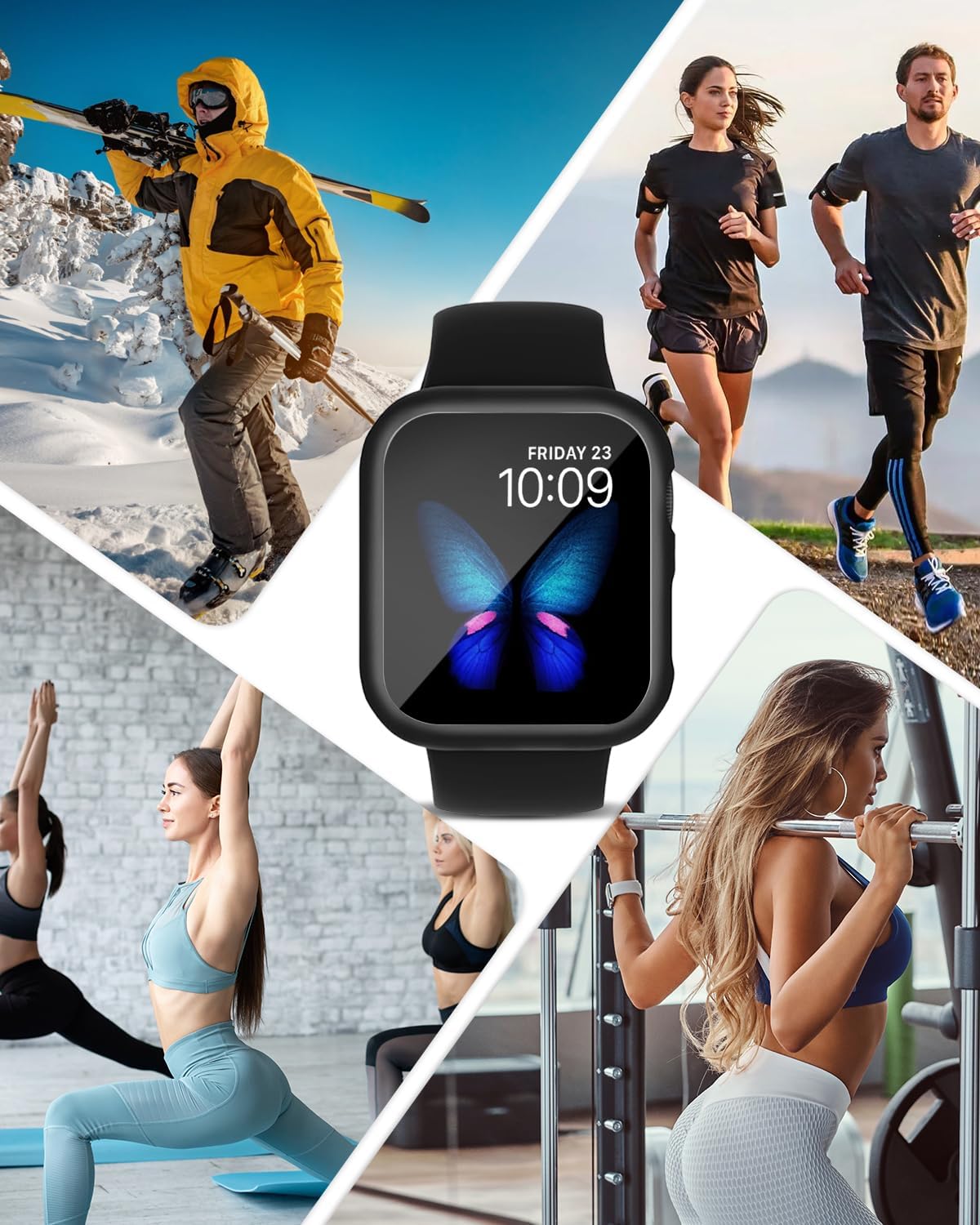 Sport Silicone Band and Case Compatible with Apple Watch Bands 38mm 40mm 41mm 42mm 44mm 45mm 46mm, Waterproof Apple Watch Strap & Screen Protector iWatch Series 11 10 9 8 SE 7 6 5 4 3 2 1 for Women Men