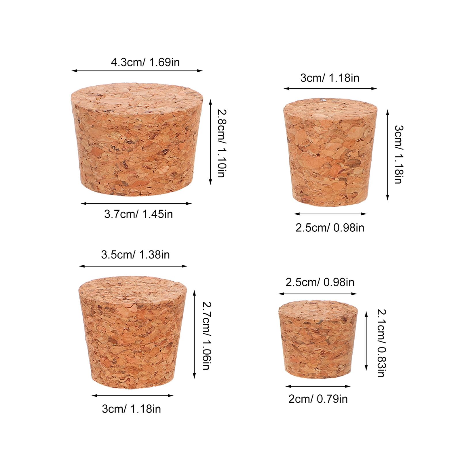 BESPORTBLE 80 Pezzi Tappi di Sughero Conici Naturali Assortimento di Tappi di Ricambio per Bottiglie e Barattoli Sigilli Elastici per Birra Fatta in Casa Oli Essenziali e Conservazione