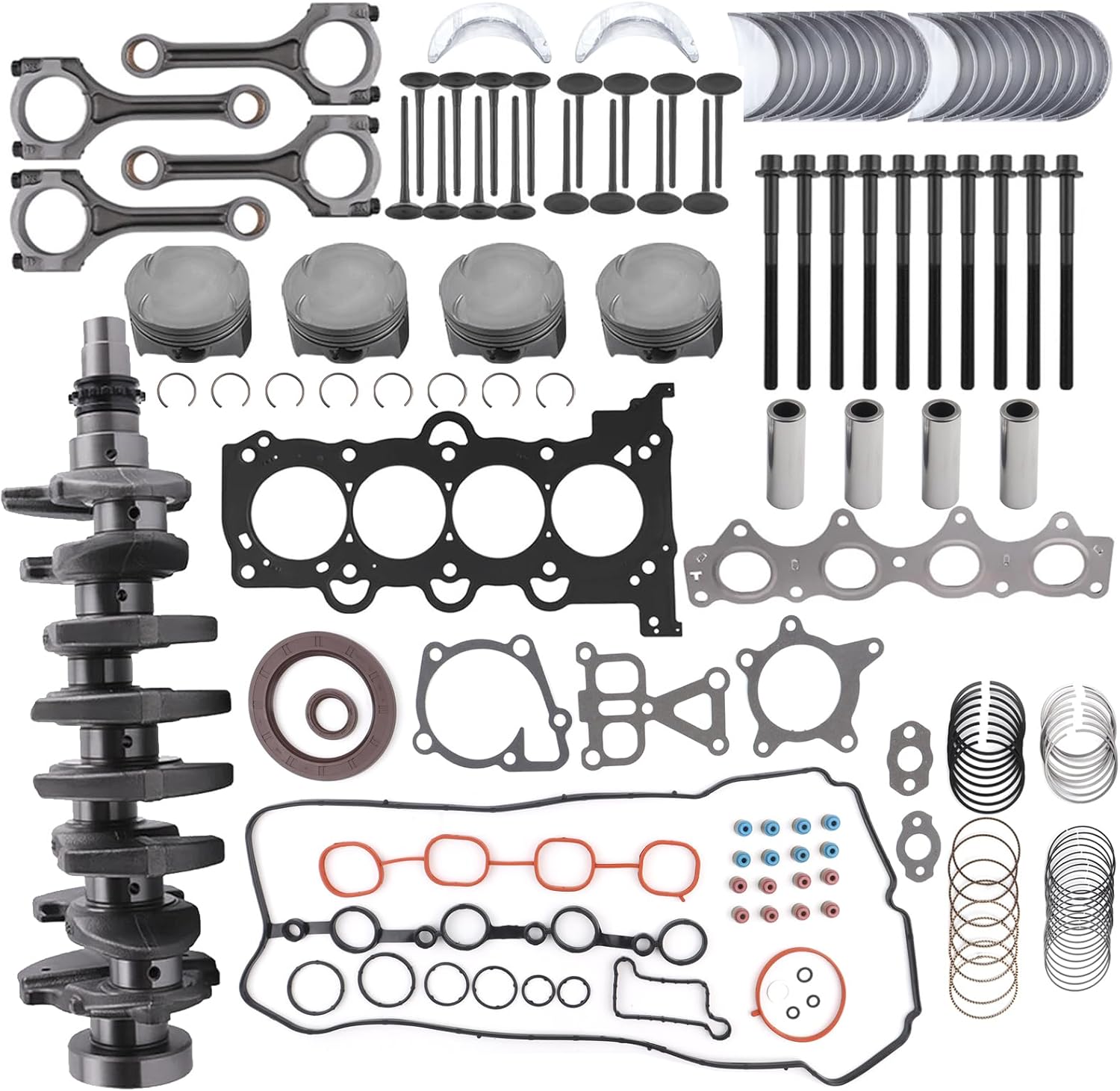 G4FJ 1.6L Engine Overhaul Rebuild Kit w/Crankshaft, Connecting Rod & Head Gasket Fit for Hyundai Elantra Kona Sonata Tucson Veloster Kia Optima Seltos Sportage 23110-2B710