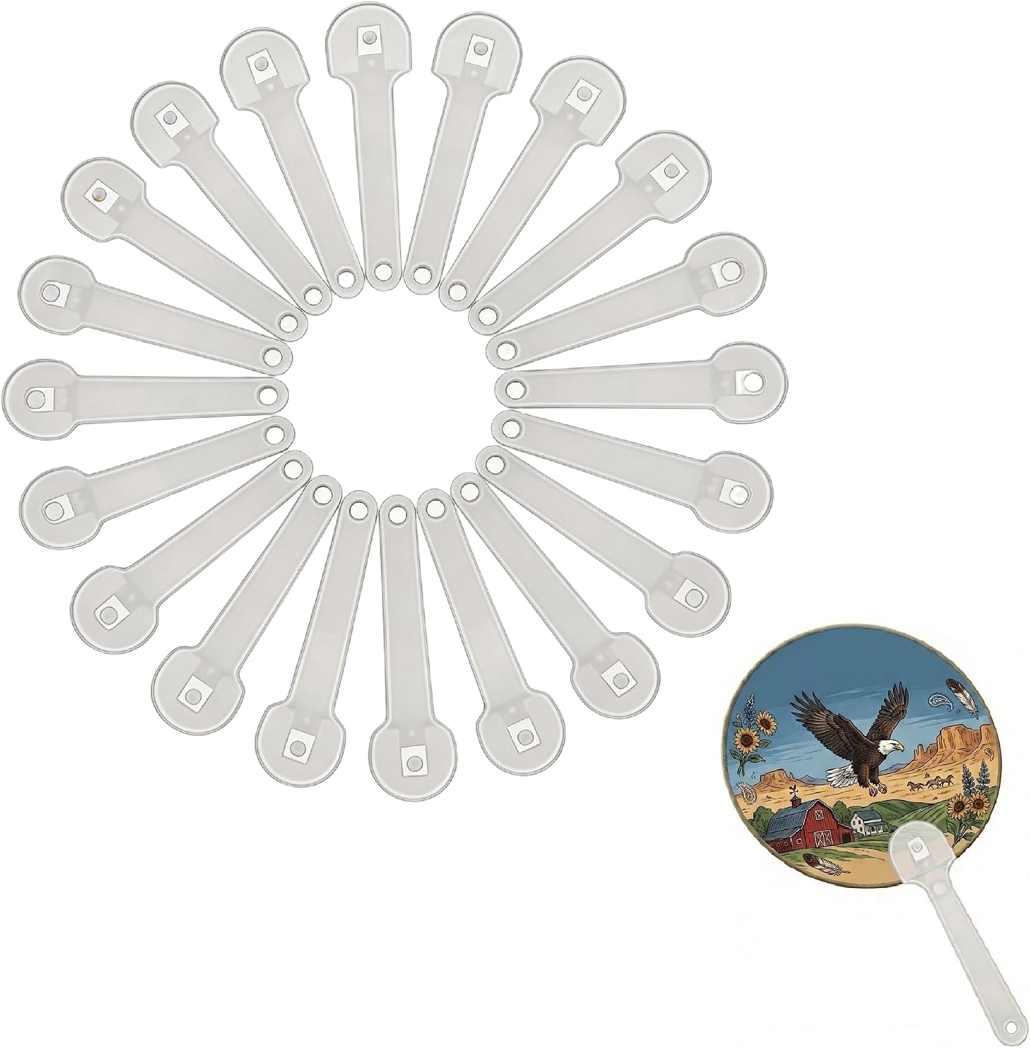 60PCS Clear Fan Handles, 5 Inch Plastic Sticks for DIY Hand Fans