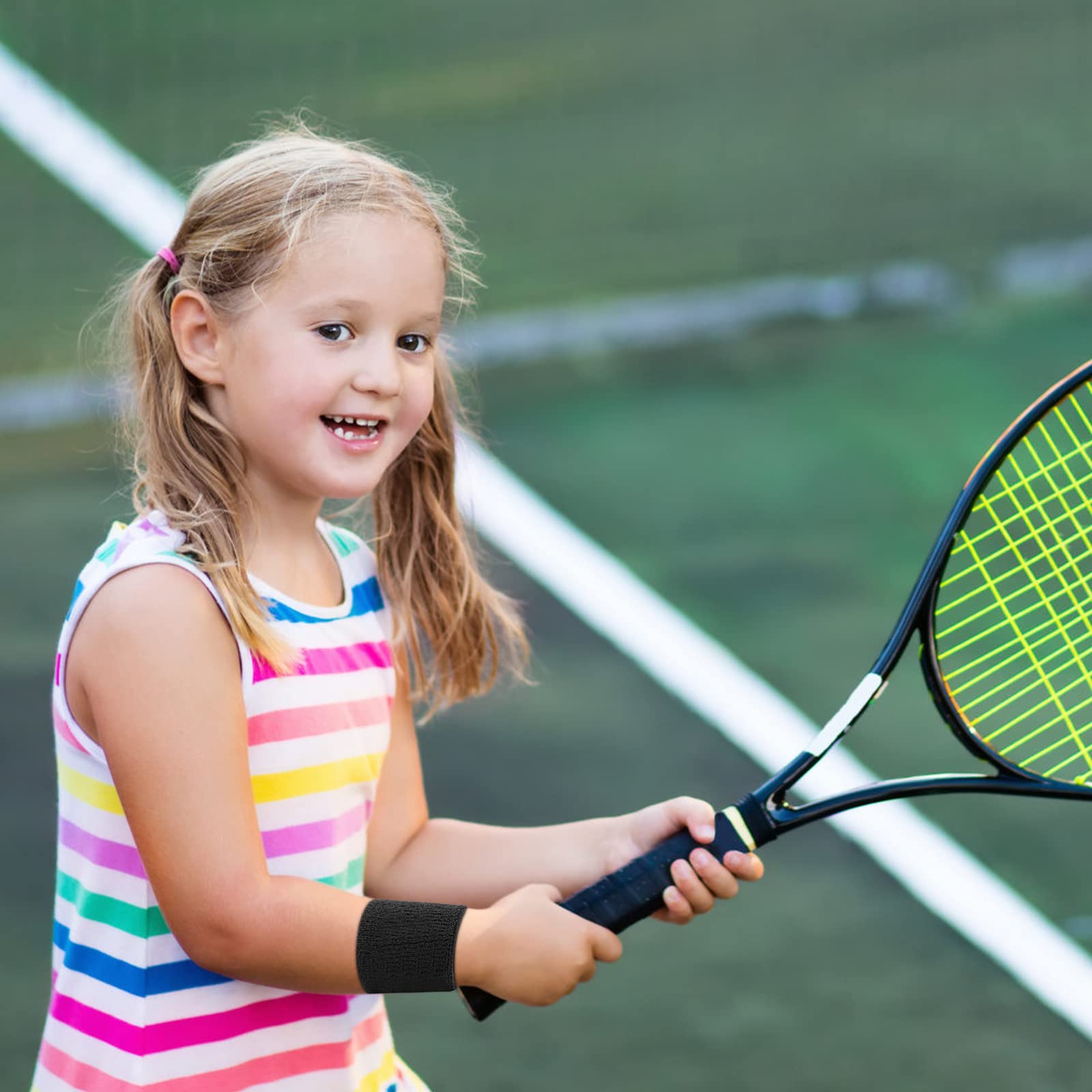 6 Pezzi Polsino Sportivo, Polsini Sportivi in Cotone Braccialetti Sportivi per Bambini Polsino Fpolsini Sportivi Traspirante Sudore Assorbente Fasce da Polso per Sport, Basket, Ginnastica