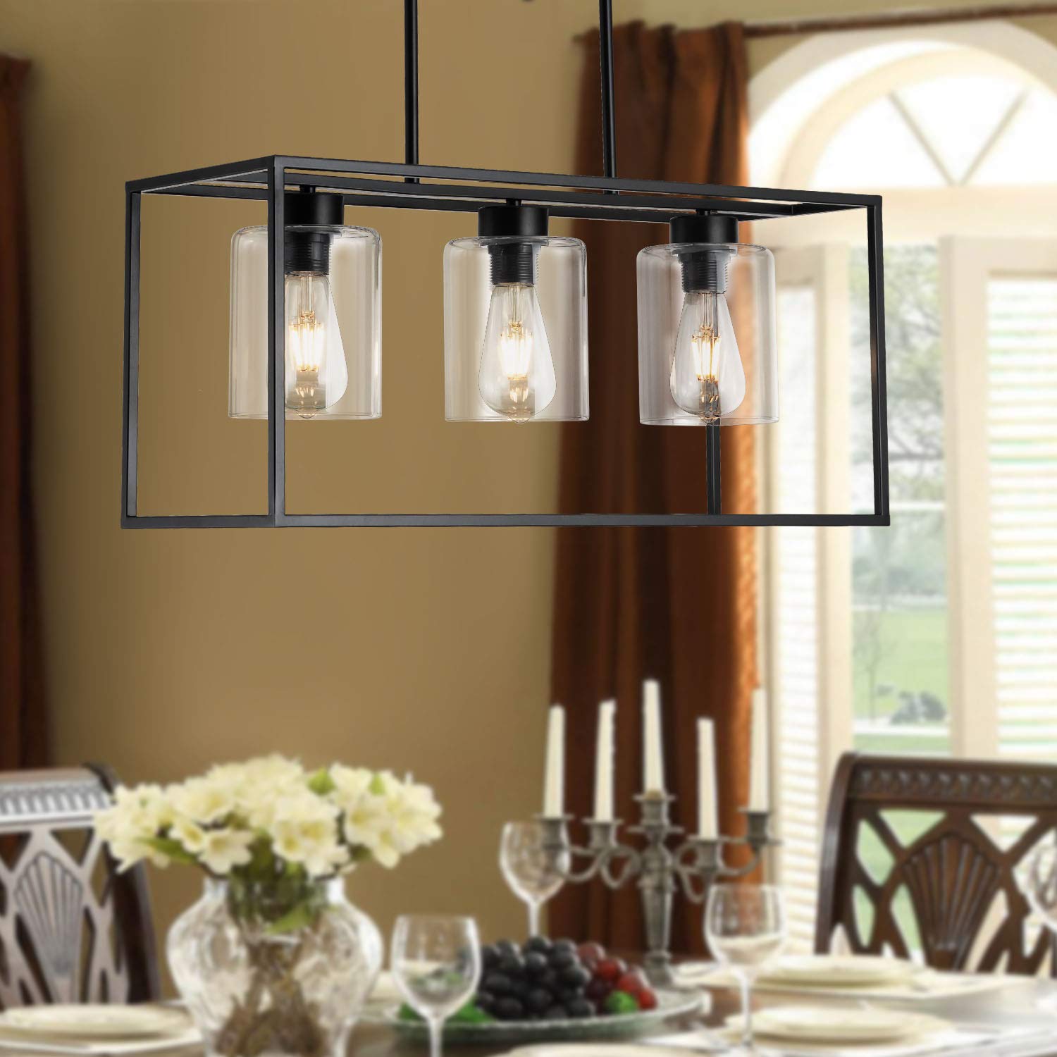 Buy Kitchen Island Light Vintage 3Lights Glass Chandelier Farmhouse