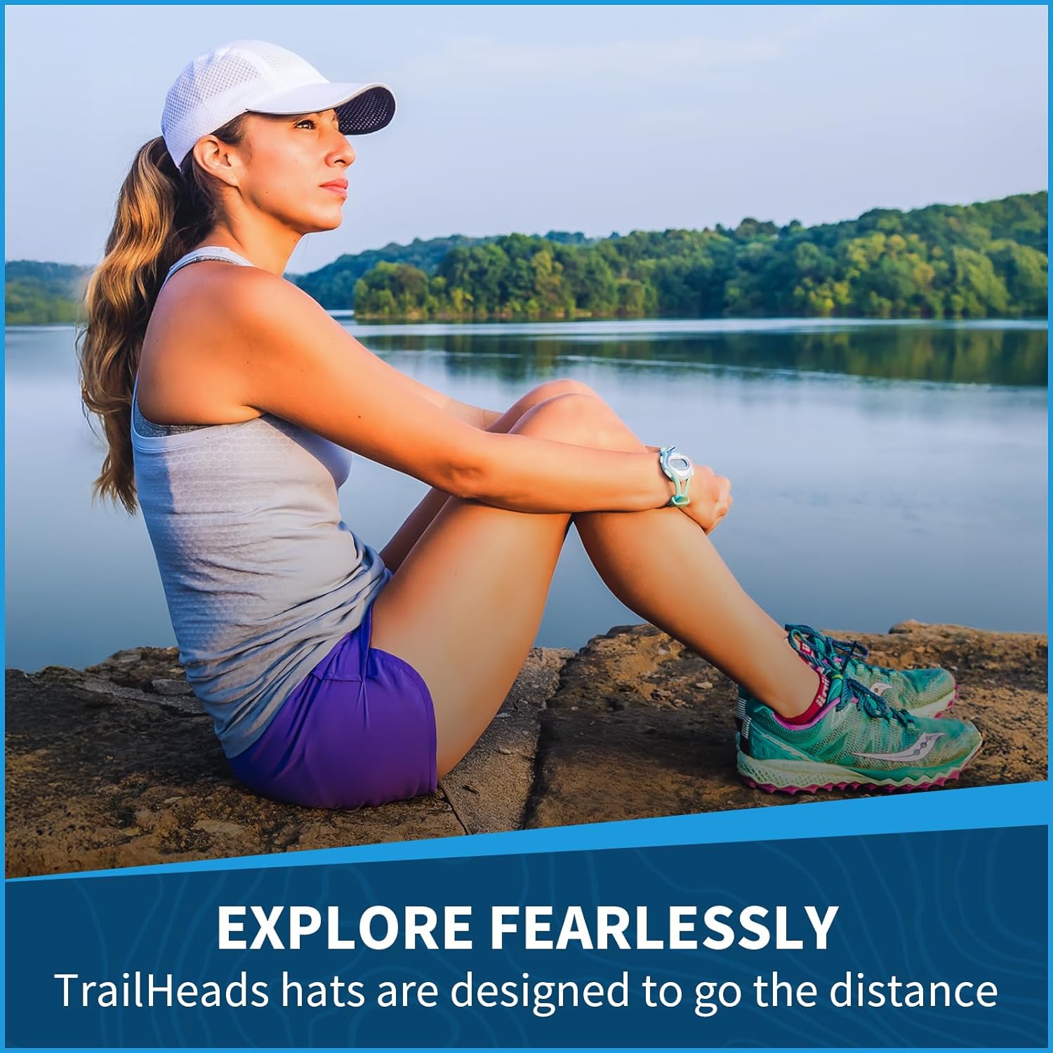 TrailHeads Women's Race Day Performance Running Cap, Lightweight & Quick Drying Mesh Sports Hat with Reflective Trim - Image 3