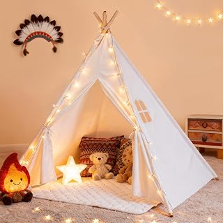 Sumbababy Kids Teepee Tent Playhouse - Indoor Outdoor Play Tent for Girls Boys, Imagination Sparking Toddler Toy House (47x47x61")