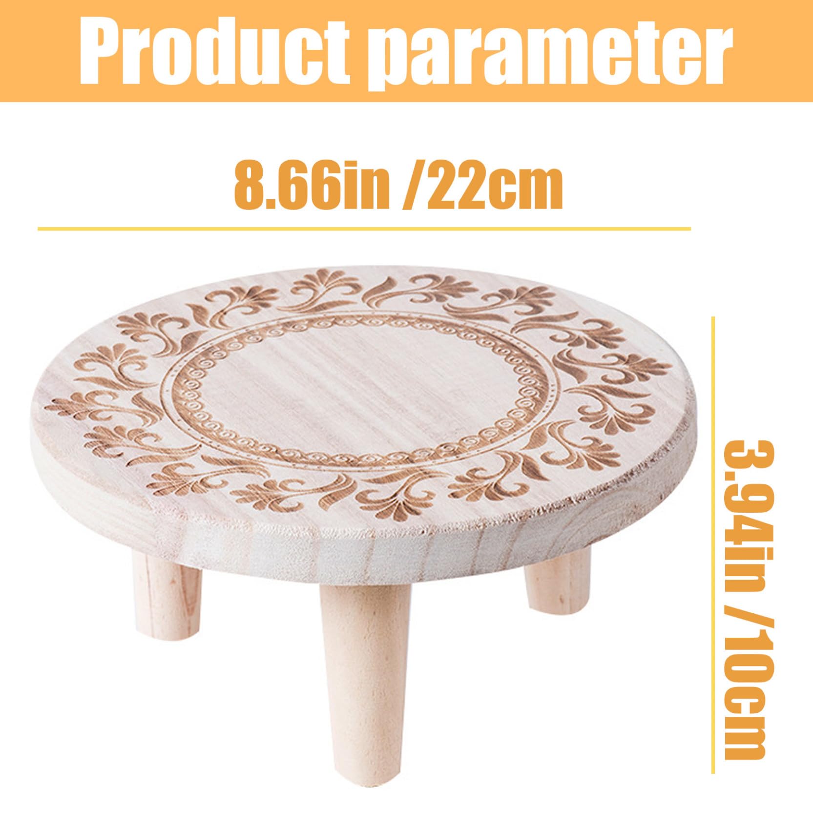 Pflanzenhocker, 8,7x3,9 Runde Pflanzensteiger, Blumenmuster Holzpflanzständer, dekorativer kleiner Holzhocker für Office Home Terrasse Garten m