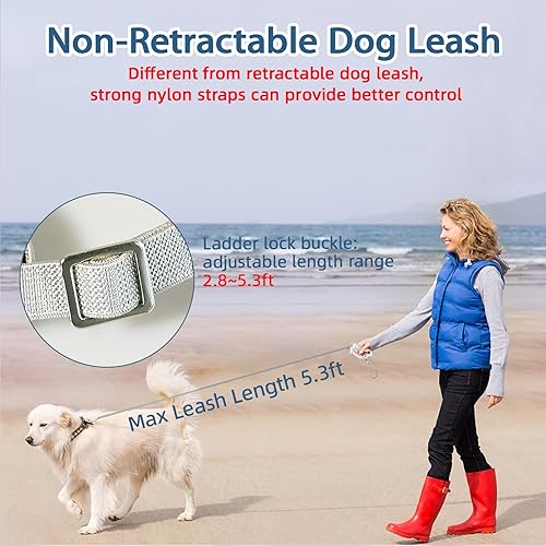 Miniatura 2 de Correa de perro no retráctil de 5.3 pies para perros con soporte integrado para bolsa de excrementos, diseño ligero, sin enredos, mango