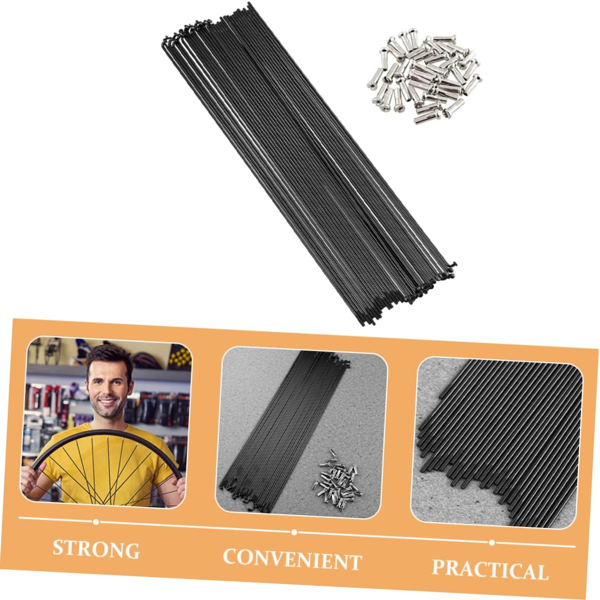 Toddmomy Mountain Bike Spokes Bicycle Pipe Trim Decoration Universal Wheel Rim Cycling Warning Spoke Motorcycle