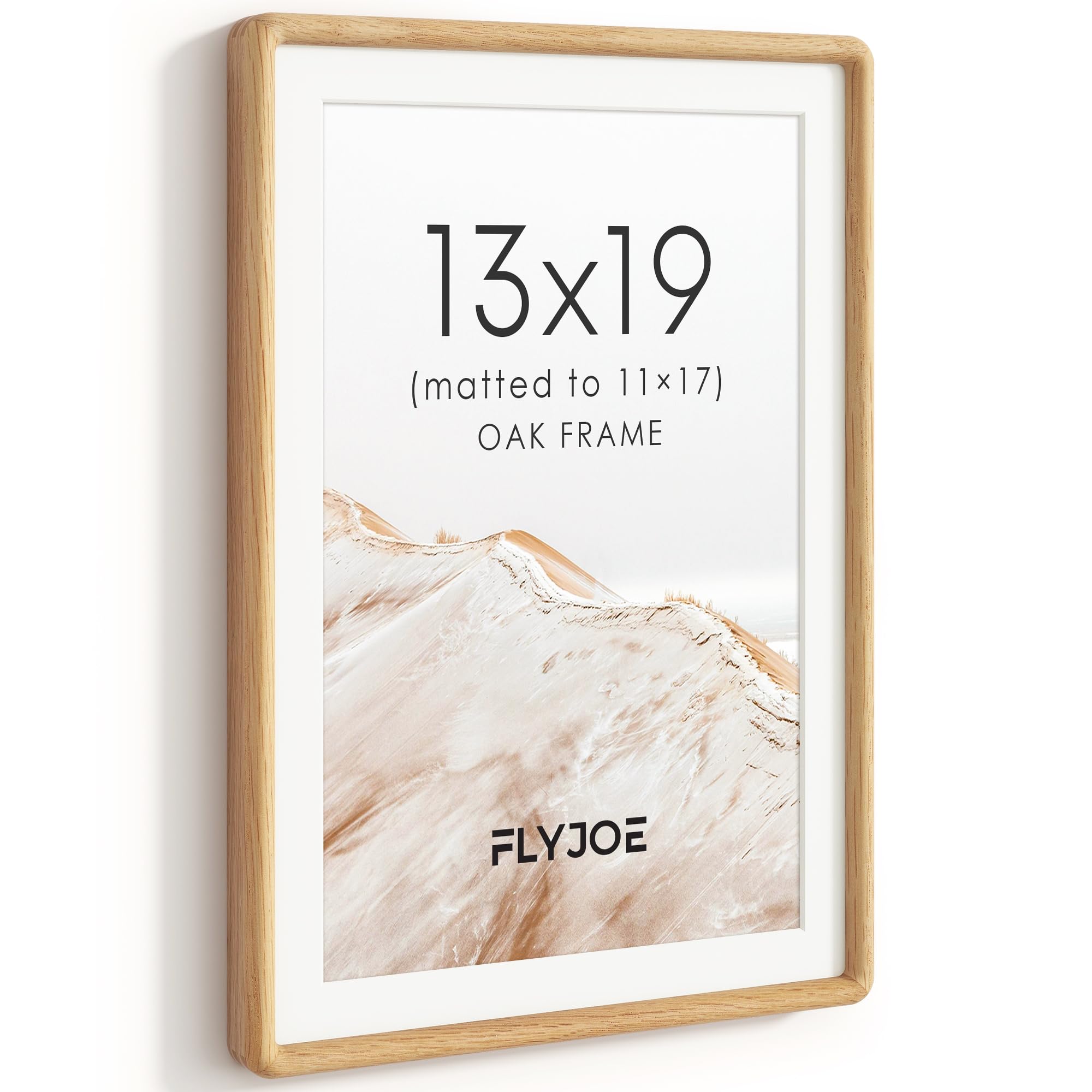 13x19 Picture Frame, Natural Solid Oak Wood Photo Frame, Rounded Corner