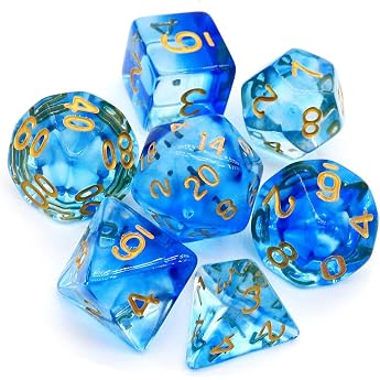 Yourandoll 7-Piece Polyhedral Dice Set 16mm D20 D12 D10 D8 D6 D4 for Dungeons and Dragons, DND, TRPG, MTG and Other Table Gam