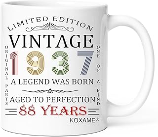 KOXAME Vintage 1937 Coffee Mug, 88th Birthday Gifts For Men Women, 88 Year Old Birthday Gifts For Him Her, Gift Ideas For Mom Dad Husband Wife Papa Grandma Turning 88 (88th)