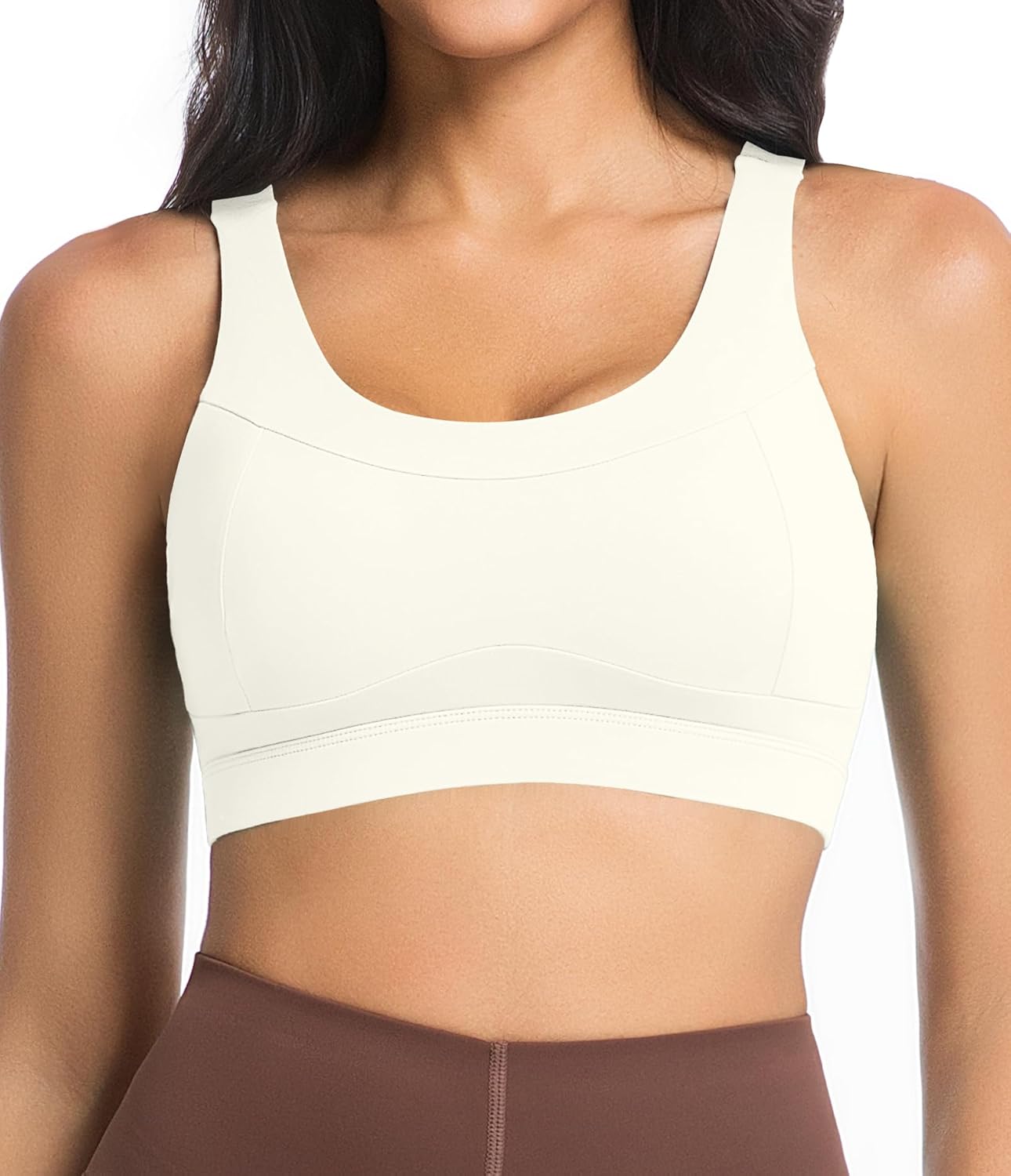 Comper Racerback Sports Bras for Women High Impact Workout Bra Medium Support Wide Straps Running Sport Bras Yoga Tank Tops
