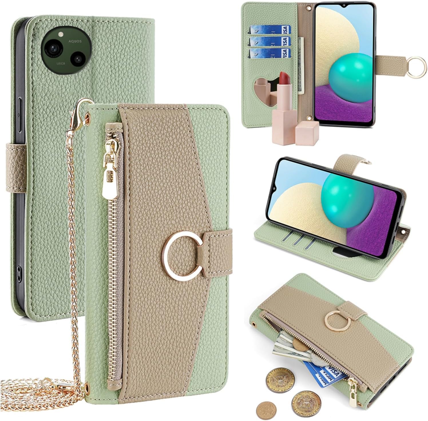 Amazon.co.jp: AQUOS Sense 9 ケース 手帳型 ショルダー アクオス 