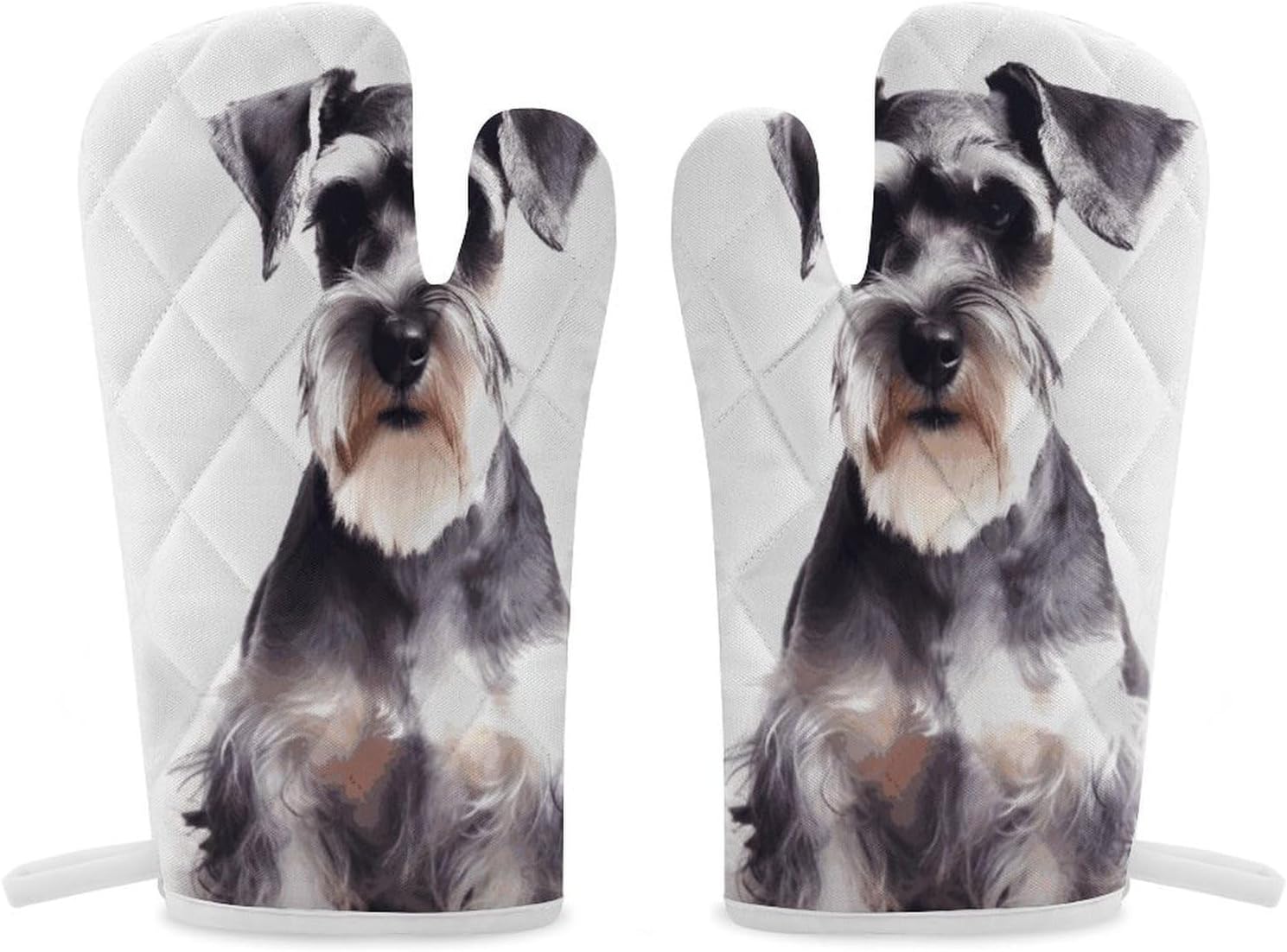 2 Pcs Oven Mitts Heat Resistant Kitchen Gloves Soft Safety Well-Behaved Schnauzer Oven Glove for Microwave, Barbecue