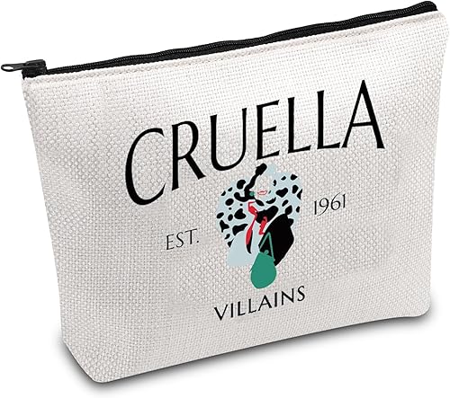 FOTAP Villains Cruella Gift Cruella Movie Makeup Bag Cruella Inspired Cosmetic Bag Magic Kingdom Gift Villains Makeup Bag Bad Girls Gift, CRUELLA