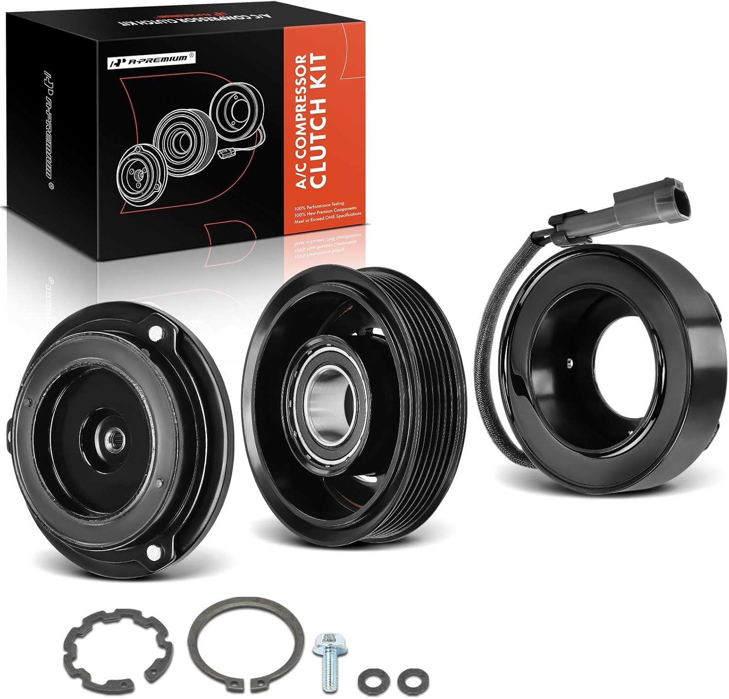 A-Premium Air Conditioner AC Compressor Clutch Kit Compatible with Chevrolet Silverado 2500 HD Classic, Express 1500 2500 3500 4500 & GMC Sierra 2500 3500 HD, Savana 1500 2500 3500 4500