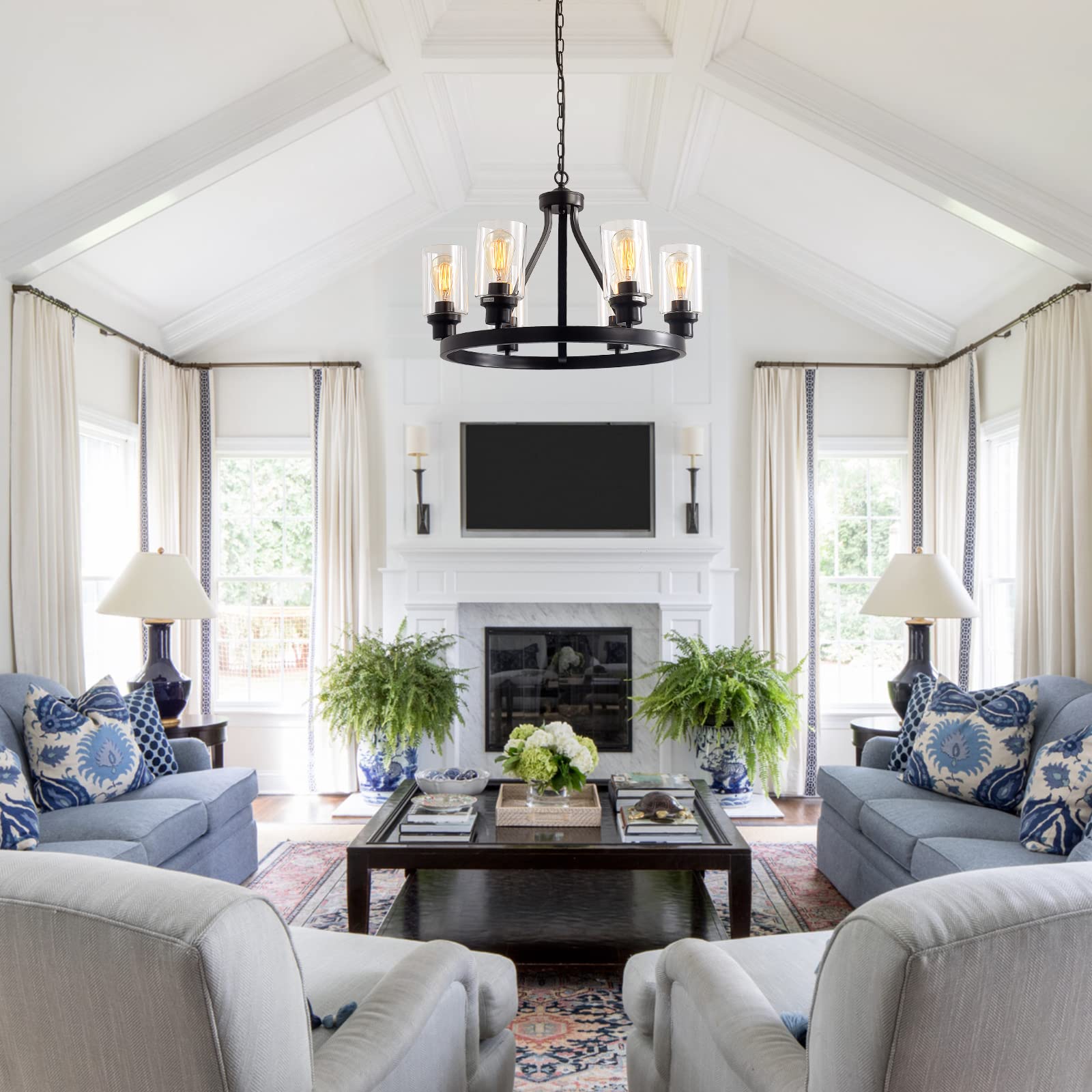 QAREHL Modern Farmhouse Chandeliers For Dining Room 21.65'' Inch Rustic