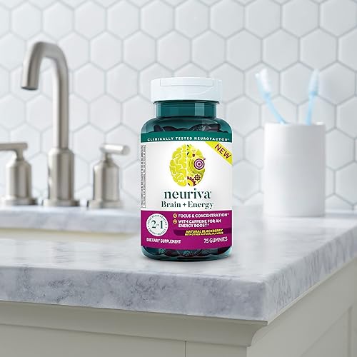 Miniatura 11 de NEURIVA Gomitas para el cerebro + energía, suplementos nootrópicos para el cerebro para el enfoque y la concentración con Neurofactor, vitamina B12